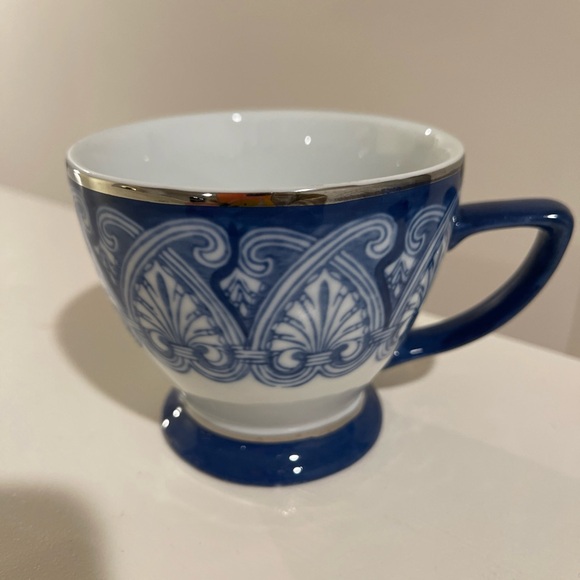 Bombay Other - Bombay Company Tea Cup Arabesque Tile Cobalt Blue/White w/Silver Accent - 9 each